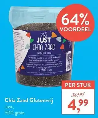 Chia zaad glutenvrij just 500g