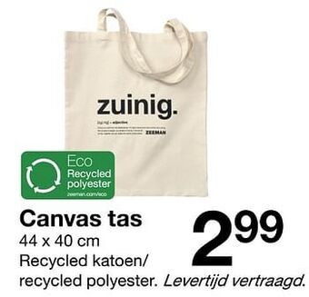 Zeeman Canvas tas aanbieding