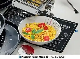 Placemat italian menu