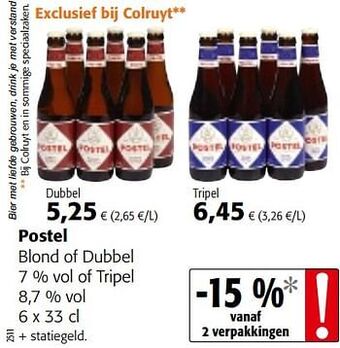 Colruyt Postel blond of dubbel of tripel aanbieding
