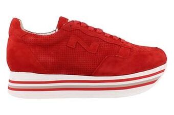 Berca Shoes Nathan Sport Sneaker Laag Dames Volledig Leder - Rood aanbieding