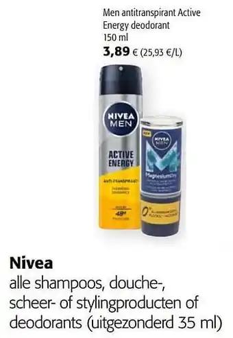 Colruyt Nivea men antitranspirant active energy deodorant aanbieding