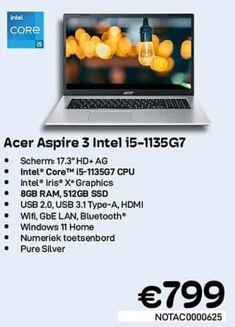 CompuDeals Acer aspire 3 intel i5-1135g7 aanbieding
