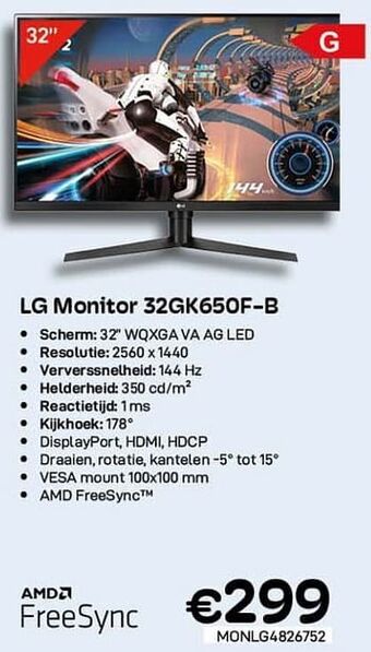 CompuDeals Lg monitor 32gk650f-b aanbieding
