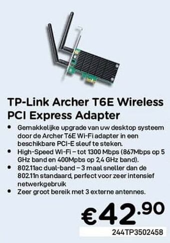 CompuDeals Tp-link archer t6e wireless pci express adapter aanbieding