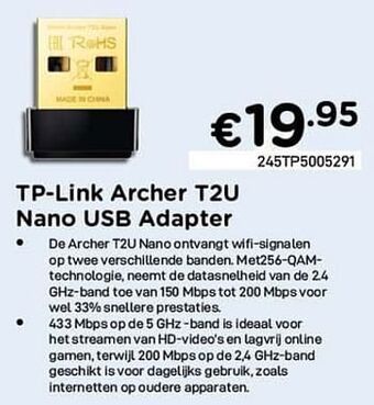 CompuDeals Tp-link archer t2u nano usb adapter aanbieding