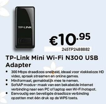 CompuDeals Tp-link mini wi-fi n300 usb adapter aanbieding