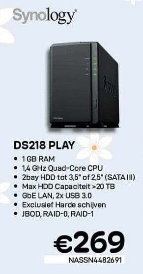 CompuDeals Syno logy ds218 play aanbieding