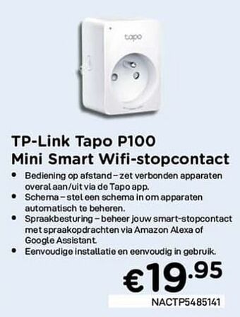 CompuDeals Tp-link tapo p100 mini smart wifi-stopcontact aanbieding