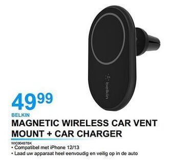 Belkin magnetic wireless car vent mount + car charger wic004btbk