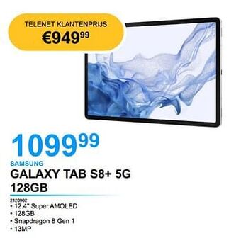 PCS Knokke Samsung galaxy tab s8+ 5g 128gb aanbieding