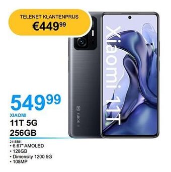 PCS Knokke Xiaomi 11t 5g 256gb aanbieding