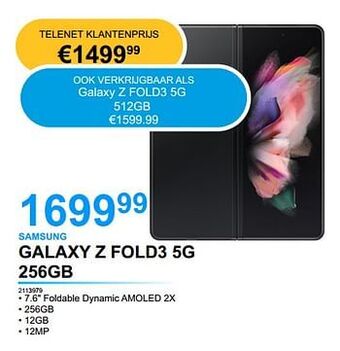 EHBO PC Samsung galaxy z fold3 5g 256gb aanbieding