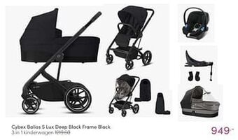 Baby & Tiener Cybex balios s lux deep black frame black 3 in 1 kinderwagen aanbieding