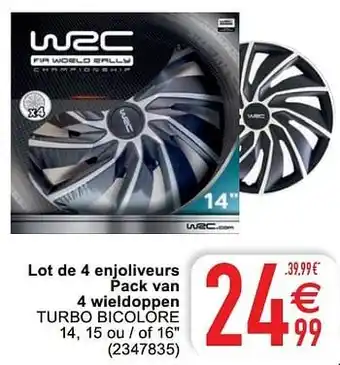 Cora Lot de 4 enjoliveurs pack van 4 wieldoppen turbo bicolore aanbieding