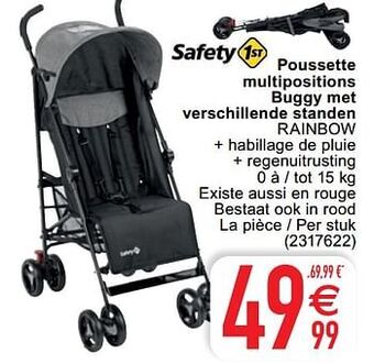 Cora Poussette multipositions buggy met verschillende standen rainbow aanbieding