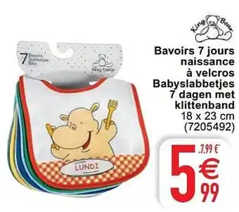 Cora Bavoirs 7 jours naissance à velcros babyslabbetjes 7 dagen met klittenband aanbieding