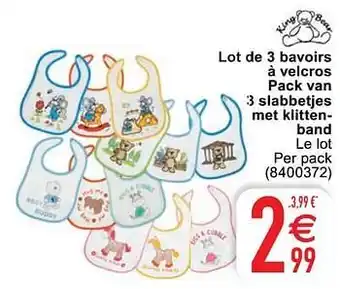Lot de 3 bavoirs à velcros pack van 3 slabbetjes met klittenband