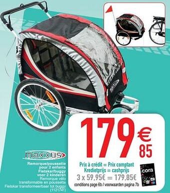 Cora Remorque-poussette pour 2 enfants fietskar-buggy voor 2 kinderen aanbieding