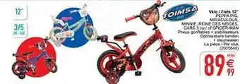 Cora Vélo - fiets 12`` peppa pig, miraculous, minnie, reine des neiges, cars 3 ou - of spider-man aanbieding