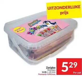 Intermarché Zanigloo waterijsjes ijslolly`s aanbieding