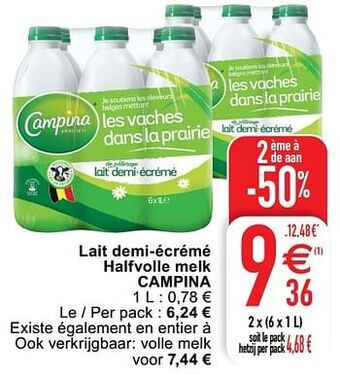 Lait demi-écrémé halfvolle melk campina
