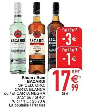 Rhum - rum bacardi spiced oro carta blanca ou - of carta negra