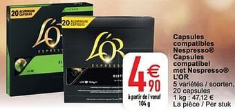 Cora Capsules compatibles nespresso capsules compatibel met nespresso l`or aanbieding