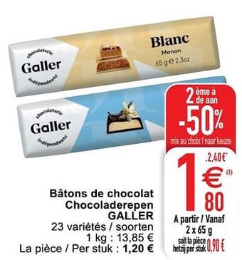 Bâtons de chocolat chocoladerepen galler