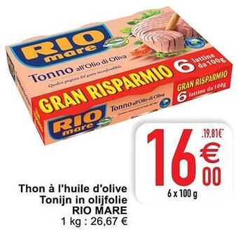 Cora Thon à l`huile d`olive tonijn in olijfolie rio mare aanbieding