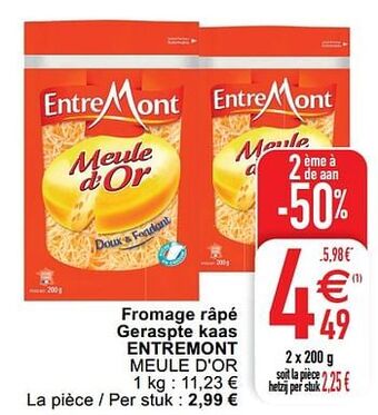 Cora Fromage râpé geraspte kaas entremont meule d`or aanbieding