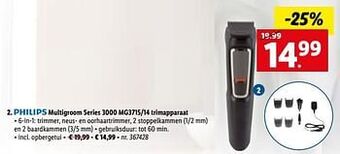 Lidl Philips multigroom series 3000 mg3715-14 trimapparaat aanbieding