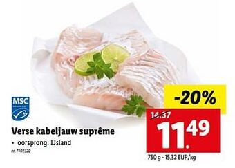 Lidl Verse kabeljauw suprême aanbieding