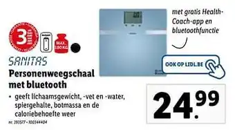 Lidl Sanitrs personenweegschaal met bluetooth aanbieding