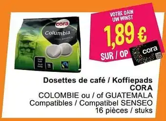 Dosettes de café - koffiepads cora colombie ou - of guatemala