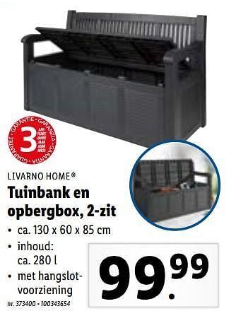 Lidl Tuinbank en opbergbox, 2-zit aanbieding