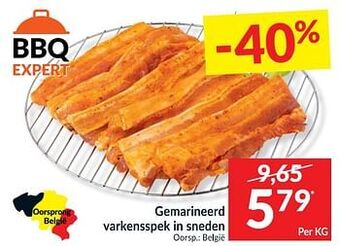 Gemarineerd varkensspek in sneden