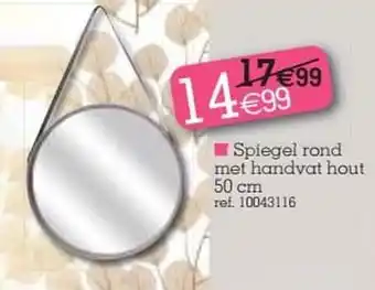 Yess Spiegel rond met handvat hout aanbieding