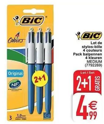 Lot de stylos-bille 4 couleurs pack balpennen 4 kleuren medium