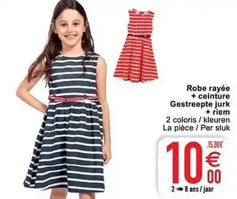 Cora Robe rayée + ceinture gestreepte jurk + riem aanbieding