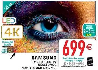 Cora Samsung tv led - led-tv ue65tu7020 aanbieding
