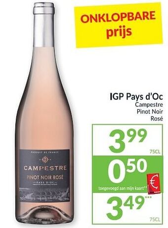 Intermarché Igp pays d`oc campestre pinot noir rosé aanbieding