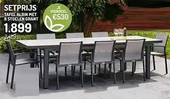Oh Green Tafel albin met 8 stoelen grant aanbieding