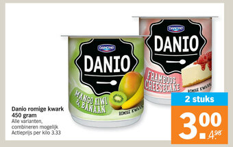 Albert Heijn Danio romige kwark 450 gram aanbieding