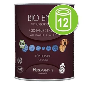 Zooplus 12 x 800 g Herrmanns Menu graanvrij - Bio rund met zoete aardappels & pompoen (gluten- en graanvrij) aanbieding