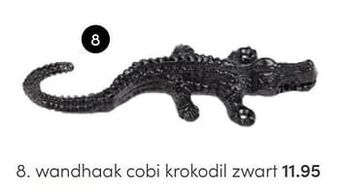 Baby & Tiener Kidsdepot wandhaak cobi krokodil zwart aanbieding