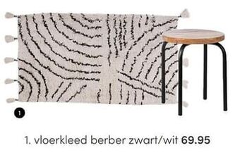 Baby & Tiener Kidsdepot vloerkleed berber zwart-wit aanbieding