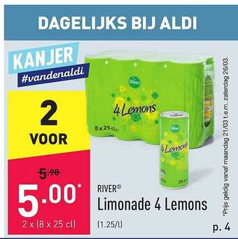 ALDI Limonade 4 Lemons aanbieding