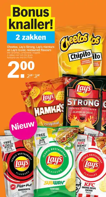 Albert Heijn Cheetos, Lay's Strong, Lay's Hamka's en Lay's Iconic restaurant flavours aanbieding