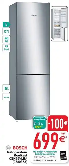 Cora Bosch réfrigérateur koelkast kgn39vlea aanbieding